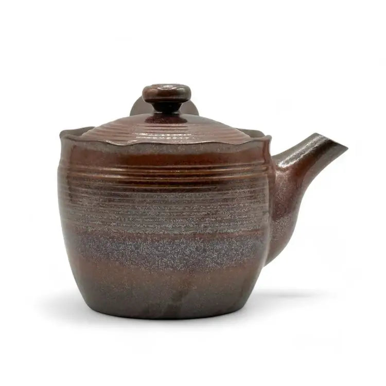 Hanafubuki Flame Brown Banko-yaki Kyusu - Japanese Teapot