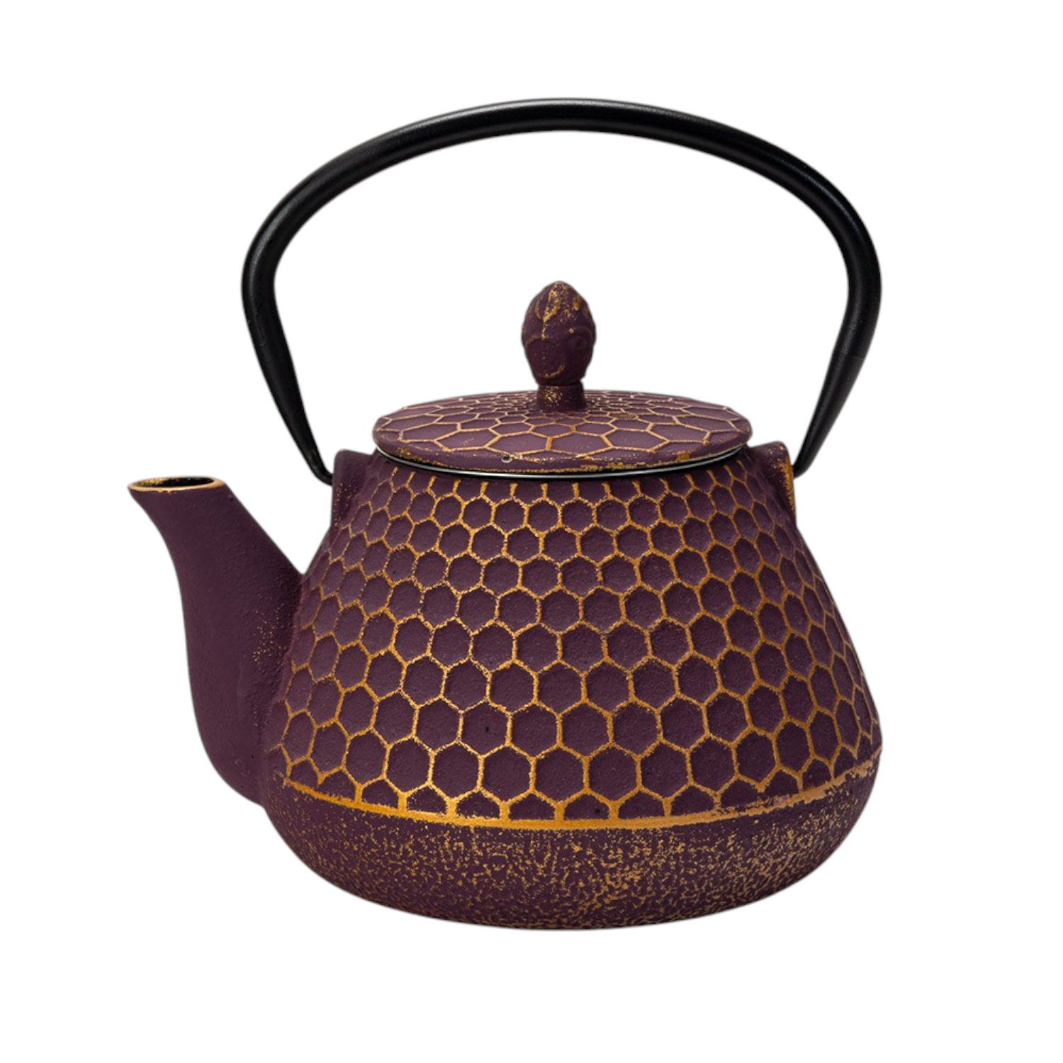 Cast Iron Purple Honeycomb Design Tea Pot
