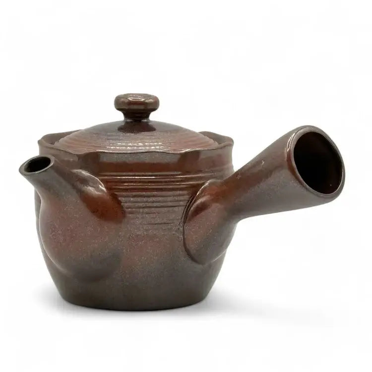 Hanafubuki Flame Brown Banko-yaki Kyusu - Japanese Teapot
