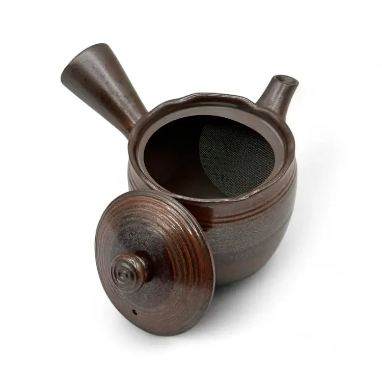 Hanafubuki Flame Brown Banko-yaki Kyusu - Japanese Teapot