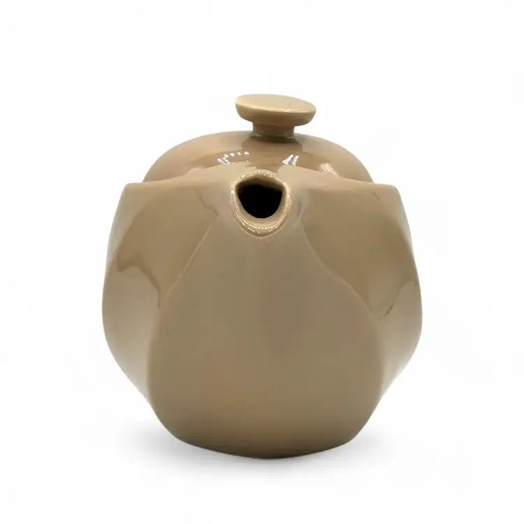 Rakuchin Beige Mino-yaki Porcelain Kyusu - Japanese Teapot