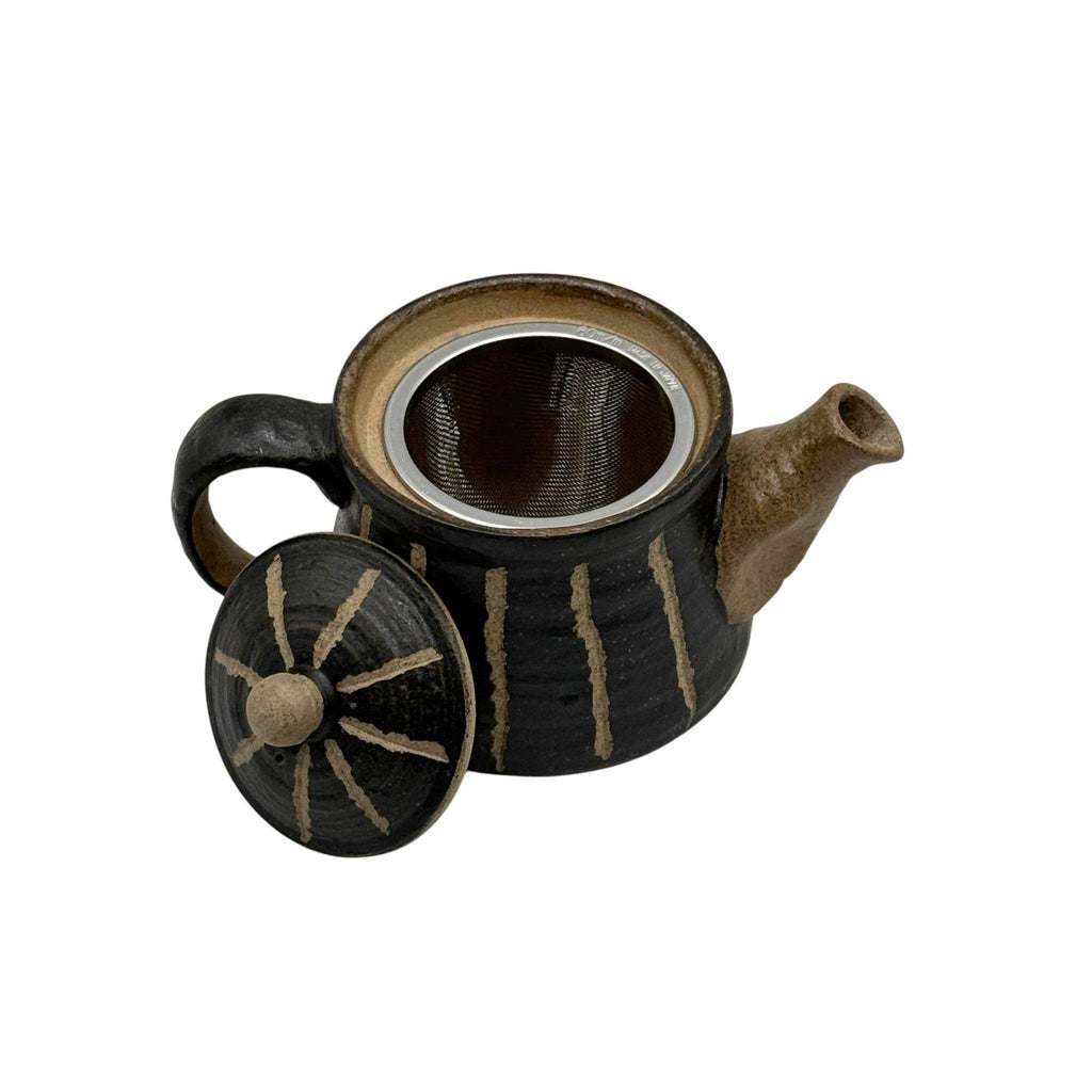 Hori Tokusa Black Mino-yaki Hiroi Kyusu - Japanese Teapot