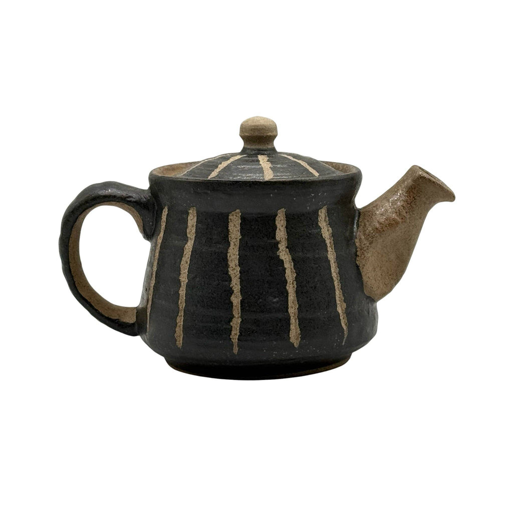 Hori Tokusa Black Mino-yaki Hiroi Kyusu - Japanese Teapot