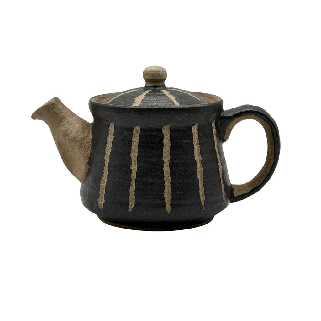 Hori Tokusa Black Mino-yaki Hiroi Kyusu - Japanese Teapot