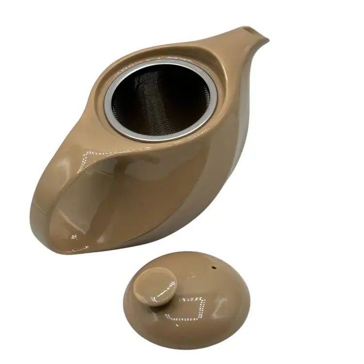 Rakuchin Beige Mino-yaki Porcelain Kyusu - Japanese Teapot